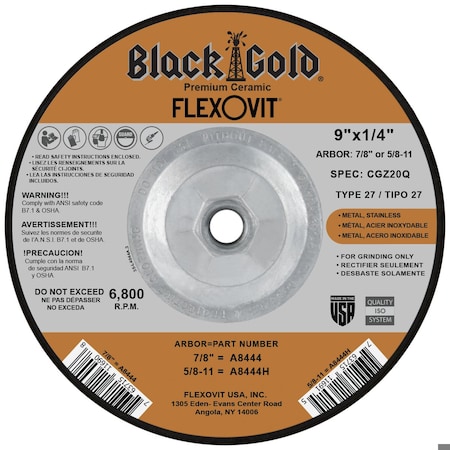 Flexovit DEPRESSED CENTER GRINDING WHEEL A8444H